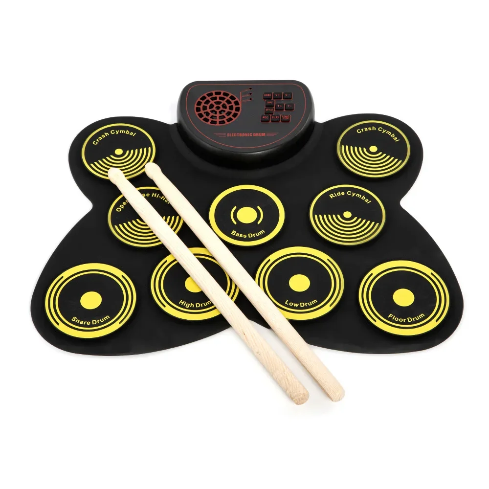 Electronic Digital Roll up Set Roll-Up Drum Set Kit with Drumsticks Foot Pedals Silicone Electric Sustain Pedal