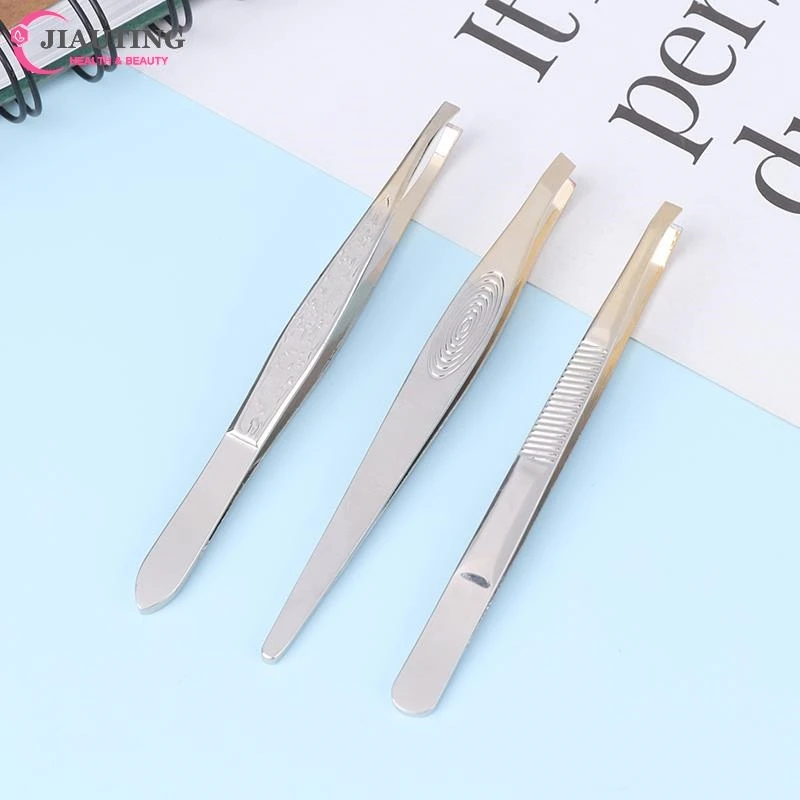 

1PCS Eyebrow Tweezers Facial Hair Removal Clip Stainless Steel Flat Slant Tip Eyebrow Eyelash Makeup Tweezer Beauty Tools