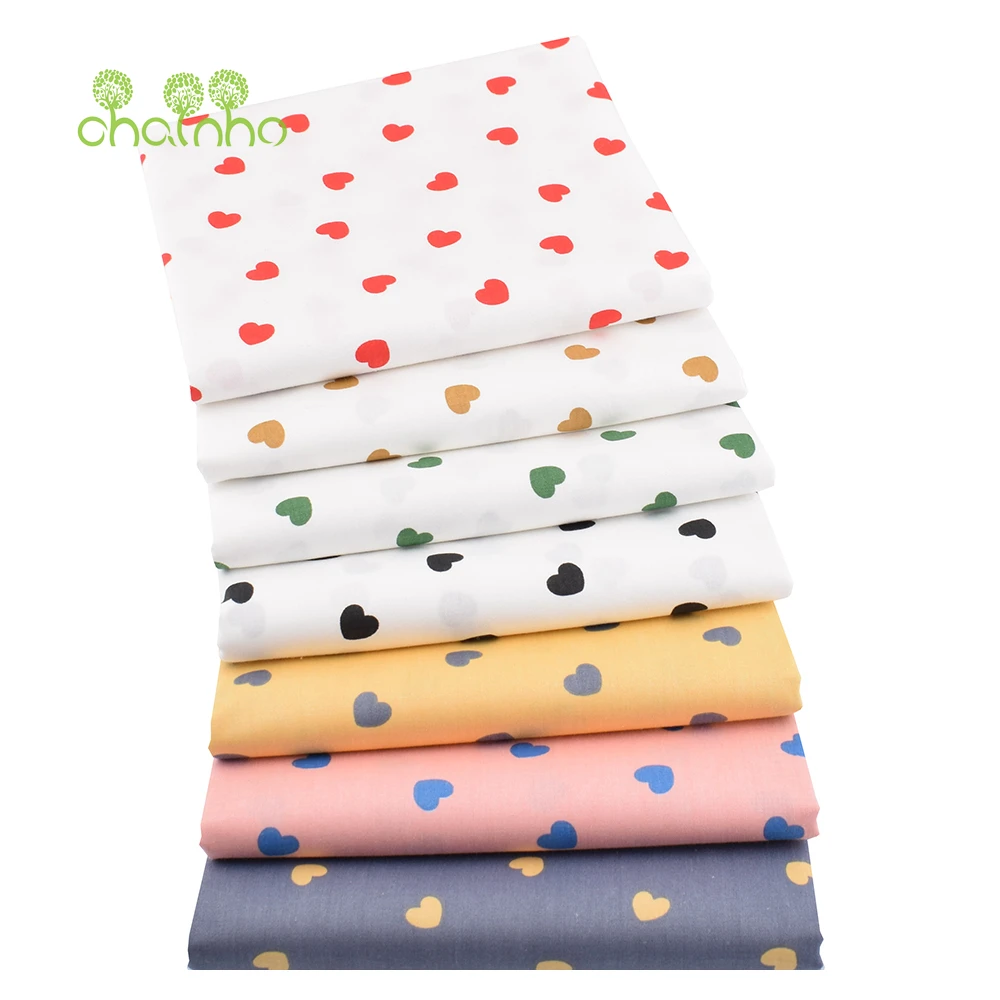 Chainho,Heart-Shaped Printed Twill Cotton Fabric,Patchwork Clothes,DIY Sewing Quilting Material For Baby Child's Bedding,Shirts