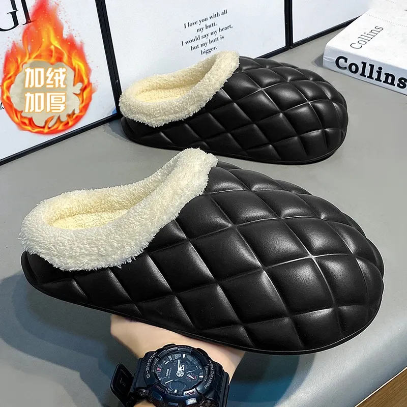 Soft Winter Home Slippers for Men Women Waterproof Indoor Outside Shoes Removable Insole Platform Flats Easy Clean Shoes Male