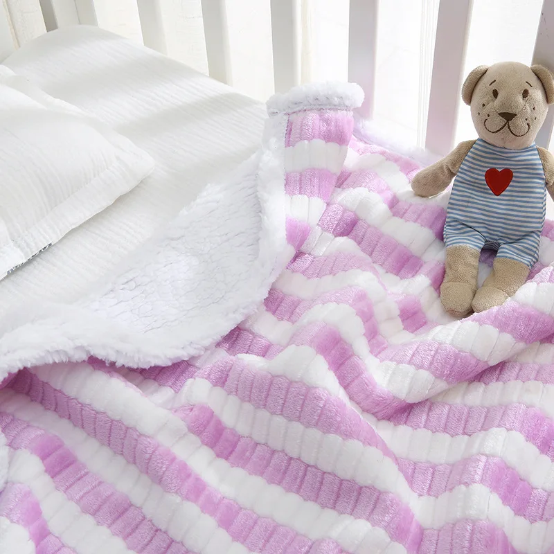 Newborn Thermal Fleece Blanket Soft Swaddle Envelope Wrap Solid Bedding Baby Blanket & Swaddling Infant Quilts 6