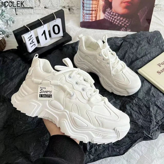 Dad Chunky Sneakers Casual Vulcanized Shoes Woman High Platform Winter Sneakers Femme Lace Up White Basket Sneakers Women 2022 2