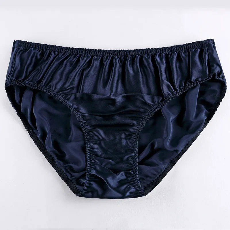 Men Silk Satin Briefs High Quality 100% Silk Panties Male Solid Breathable Seamless Underwear Sexy Mid Waist Underpants Lingerie