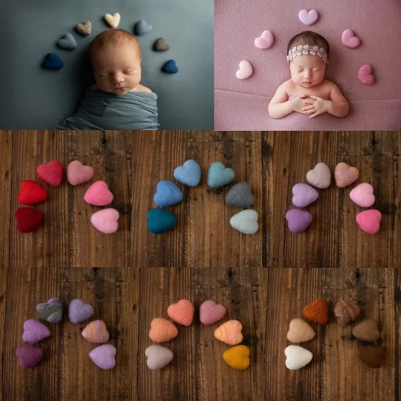 Newborn Photography Props Wool Felt Love Heart Photography Props Accessories  Baby Studio 1