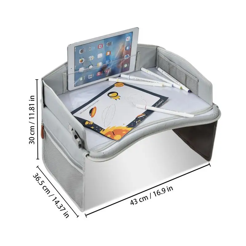 Kids Travel Tray Toddler Car Seat Lap Table Art Supplies Storage