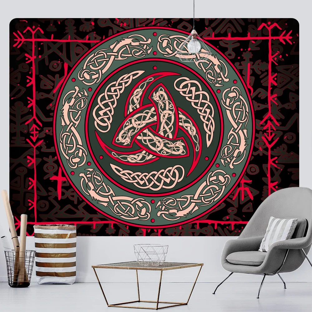 

Viking mystery symbol crow psychedelic scene home decoration tapestry hippie bohemian decoration wall hanging sheets