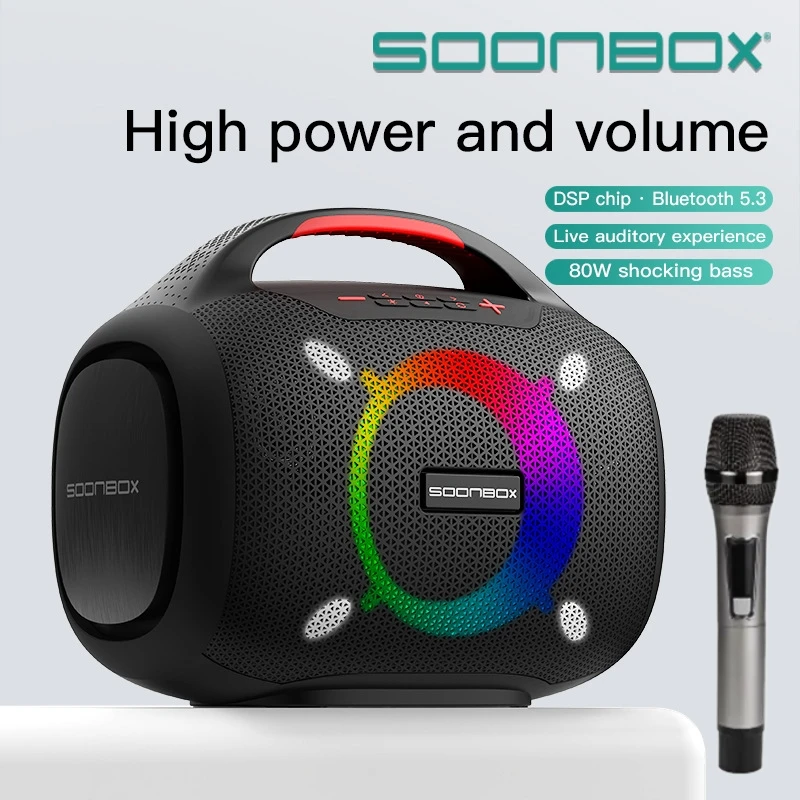 80WHighpowerPortableKaraokeSoundBoxHomeOutdoorWireless