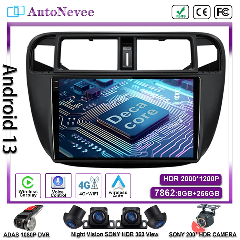 

DVD NO 2DIN Carplay For Honda Civic 1996-2001 RHD LHD Auto Radio Stereo Multimedia Android13 Car Player GPS Navigation Head Unit