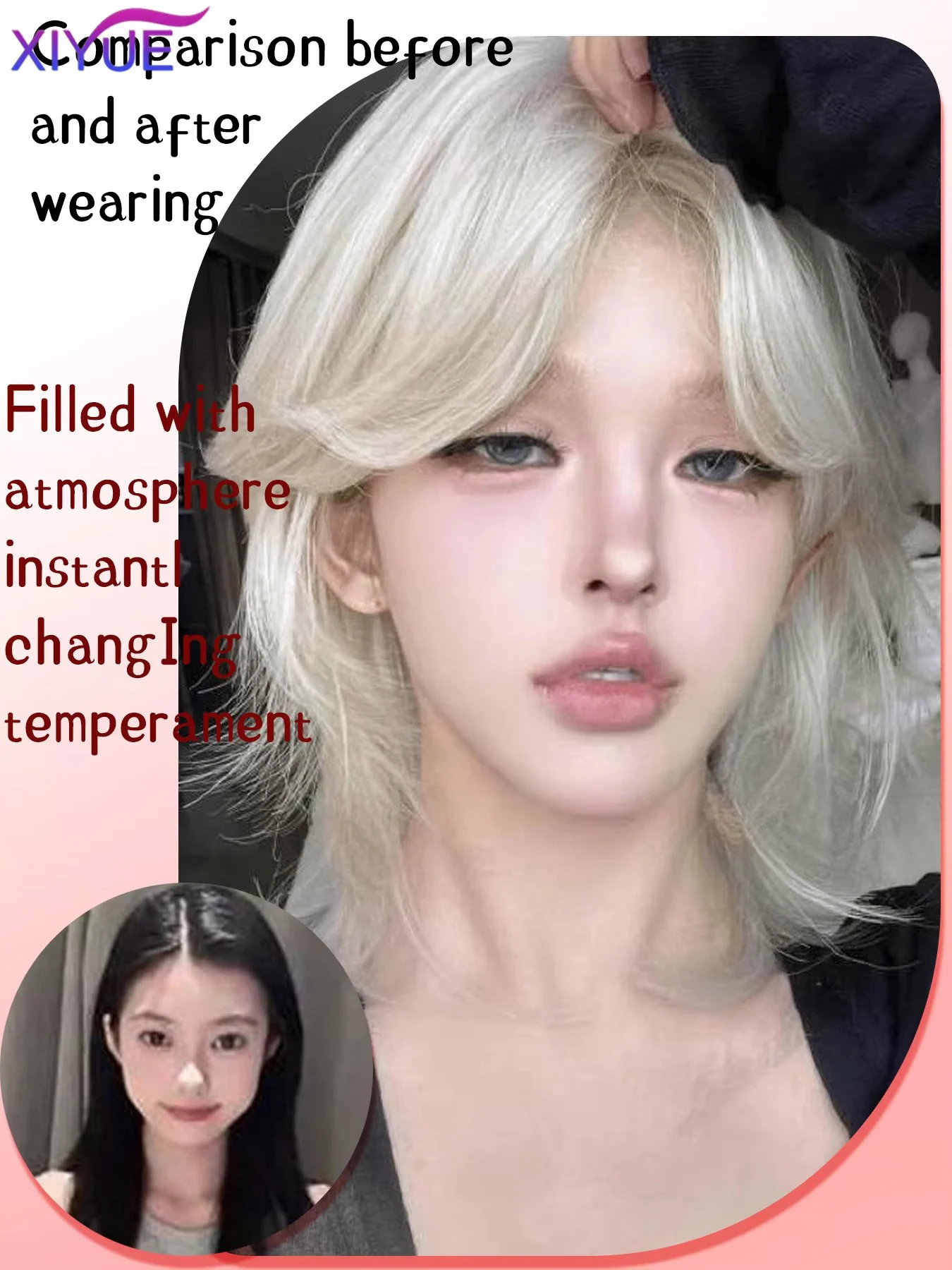 Lolita Synthetic Wig Forehead Lace Wolf Tail Short Curly Hair White Gold Layering Daily Fluffy Wig Full Head Unisex Daily Hallow lace front wig lace wigs synthetic wigs womens synthetic wigs