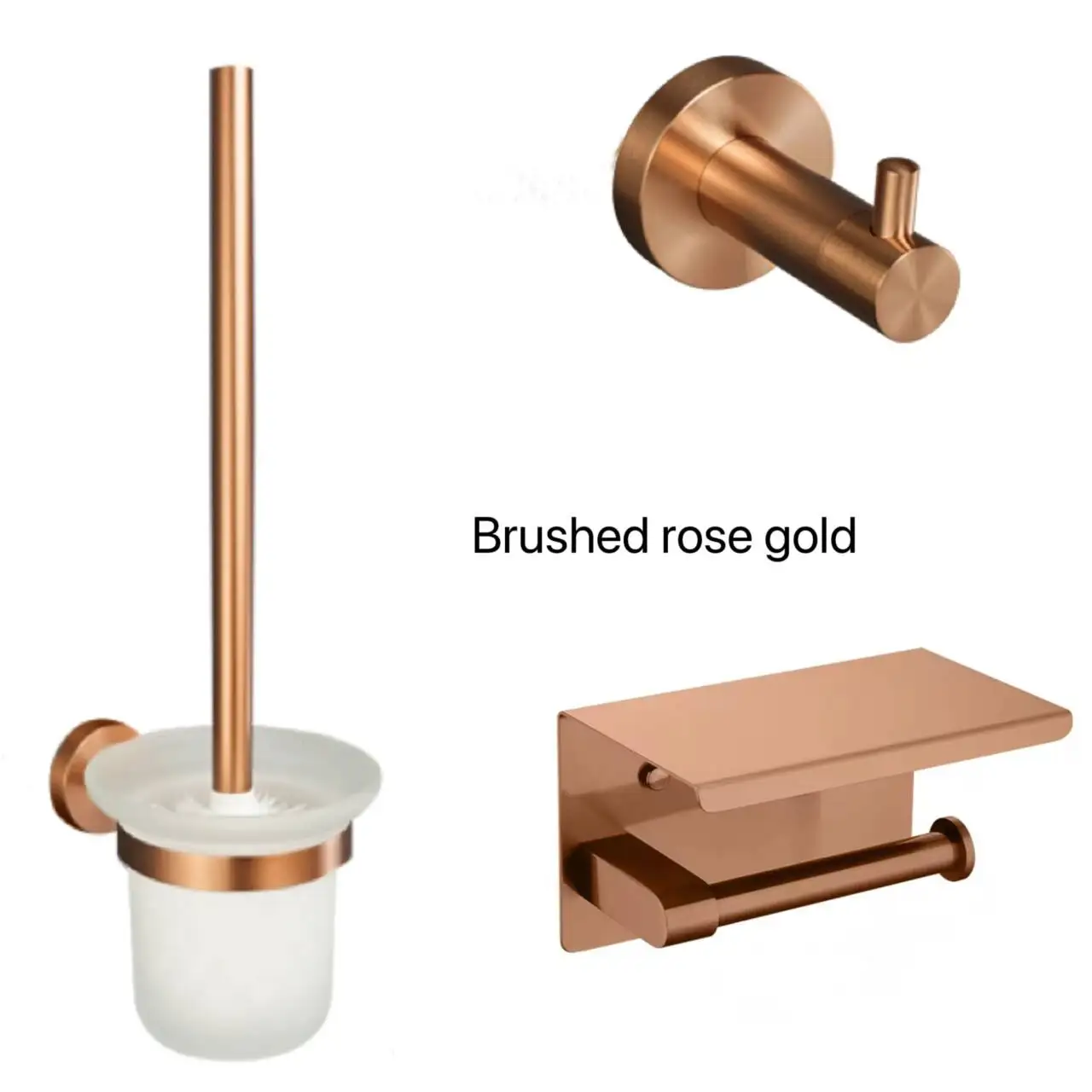 ที่แขวนผ้าขนหนูแบบติดผนังสำหรับห้องน้ำ สีโรสโกลด์ขัดเงา คุณภาพสูง พร้อมราวแขวนผ้า ที่แขวนกระดาษทิชชู่ ที่แขวนแปรงขัดห้องน้ำ และที่แขวนเสื้อคลุมอาบน้ำ 1