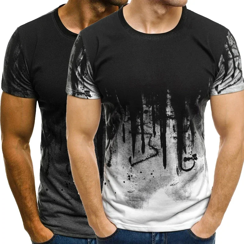 Summer Male Hiphop Streetwear Gradient T Shirt