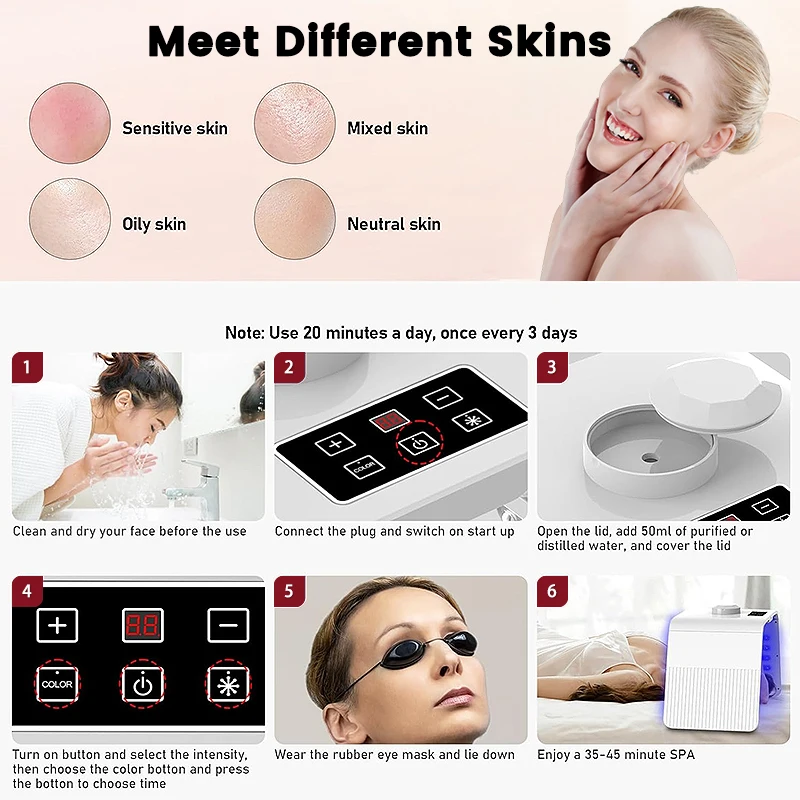 LED Photon Machine Foldable Red Light Therapy Device with Nano Spray 7-Color LED SPA Face Back Legs Skin Care Beauty Therapy skin care device