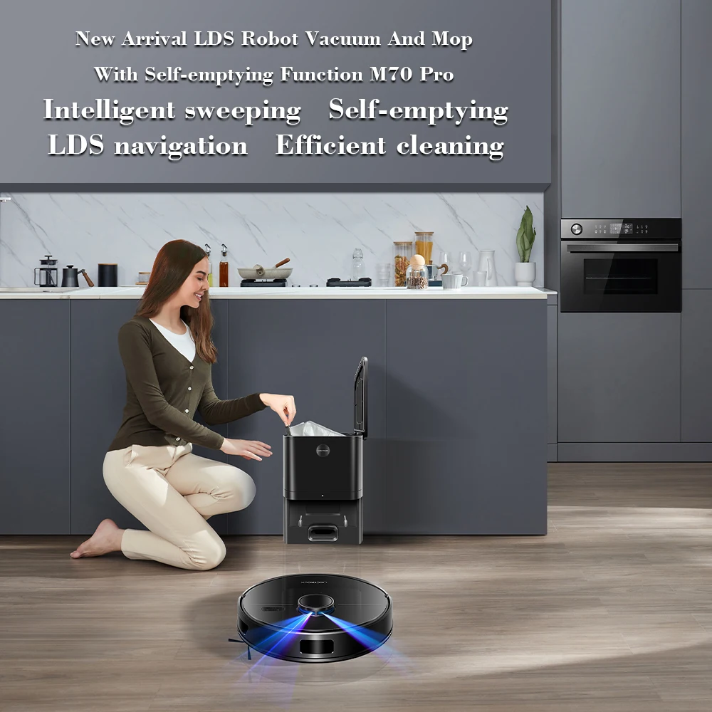 Robot Vacuum And Mop Combo With Self-Emptying Station - LiDAR Navigation, 6000Pa Suction, 70-Day Dust Bag, For Pet Hair & Carpets
