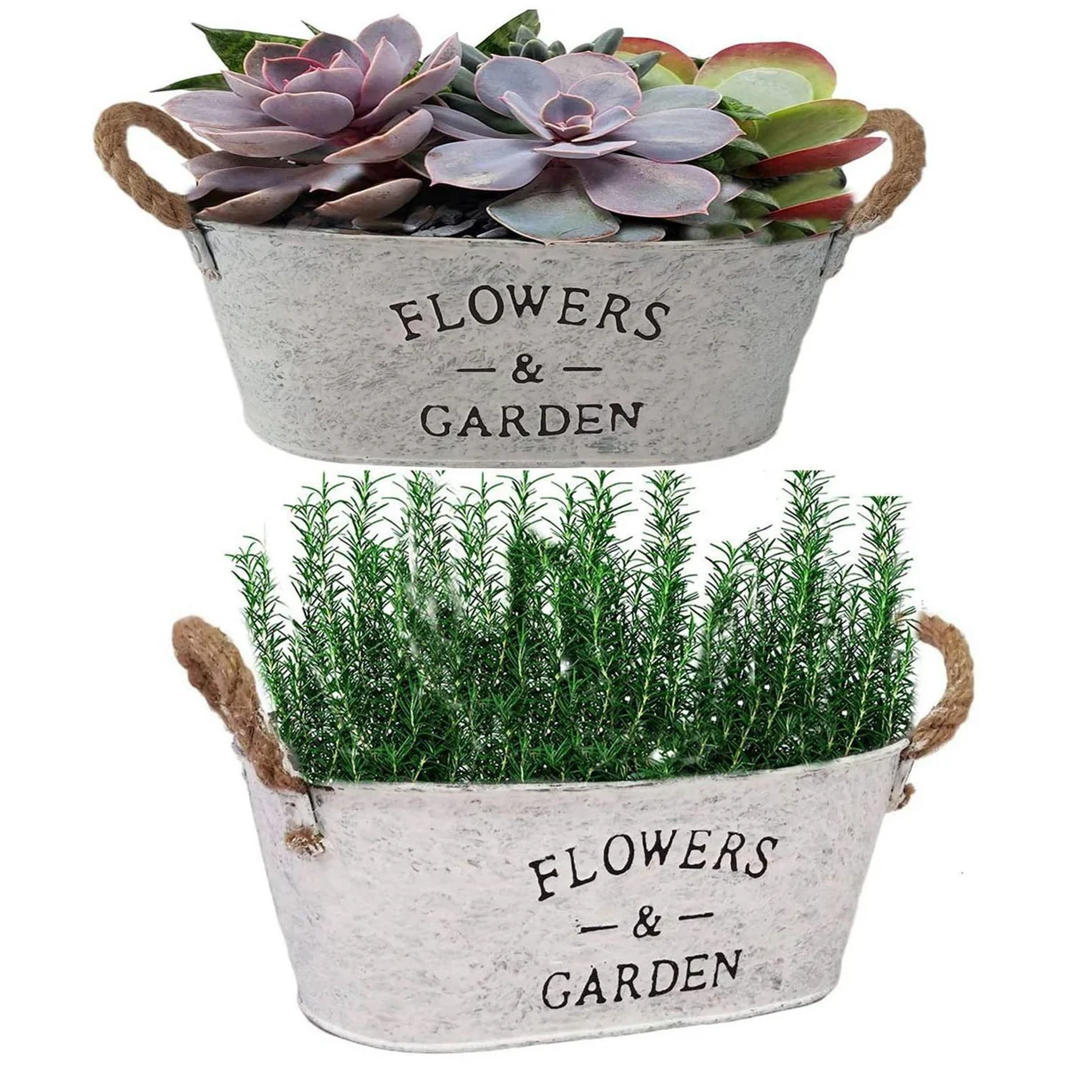 

Набор из 2 деревенских металлических горшков с ручками, горшки для растений, суккулентов, контейнер для помещений