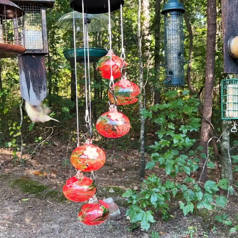 Alimentador de pájaros exteriores, alimentadores de colibrí con carillones de viento, decoración de jardín a prueba de fugas, protector de abejas y accesorios a prueba de abejas