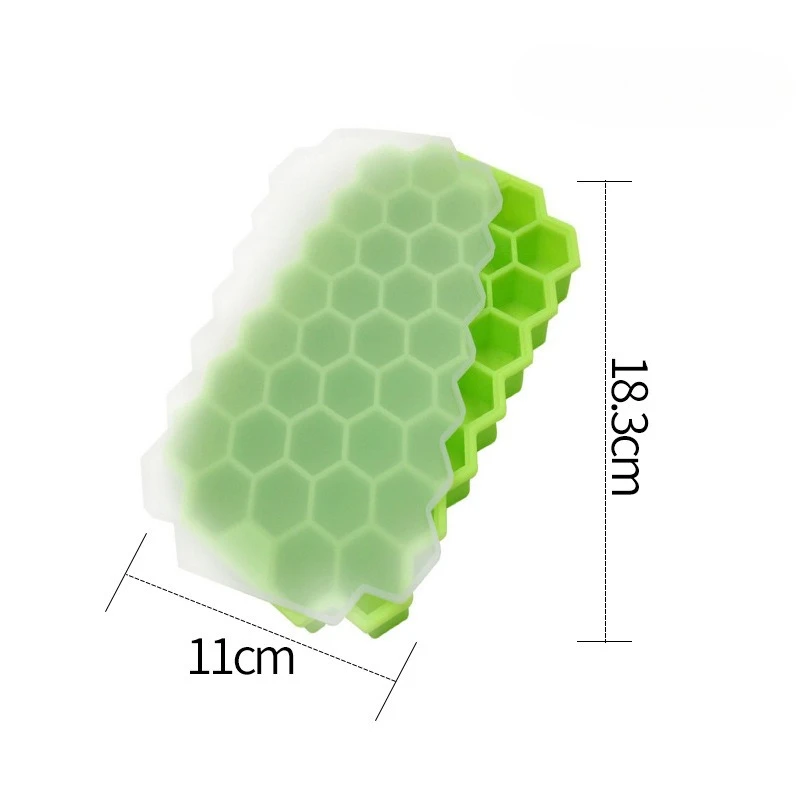 Honeycomb Ice Cube Tray with Removable Lid - BPA-Free Silicone Mold for Crystal Clear Ice, Easy Release Design for Cocktails