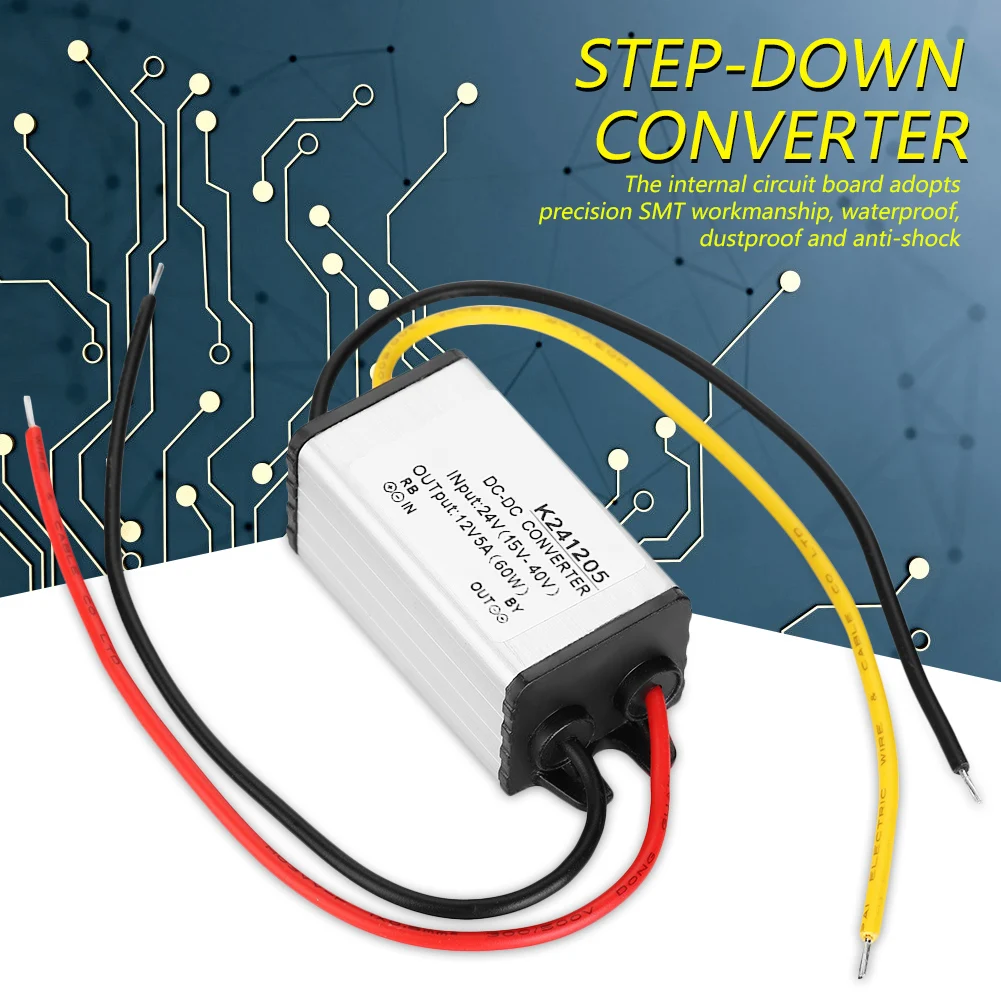 12V/24V a 5V 5A 25W Convertitore impermeabile Step Down Volt Modulo di