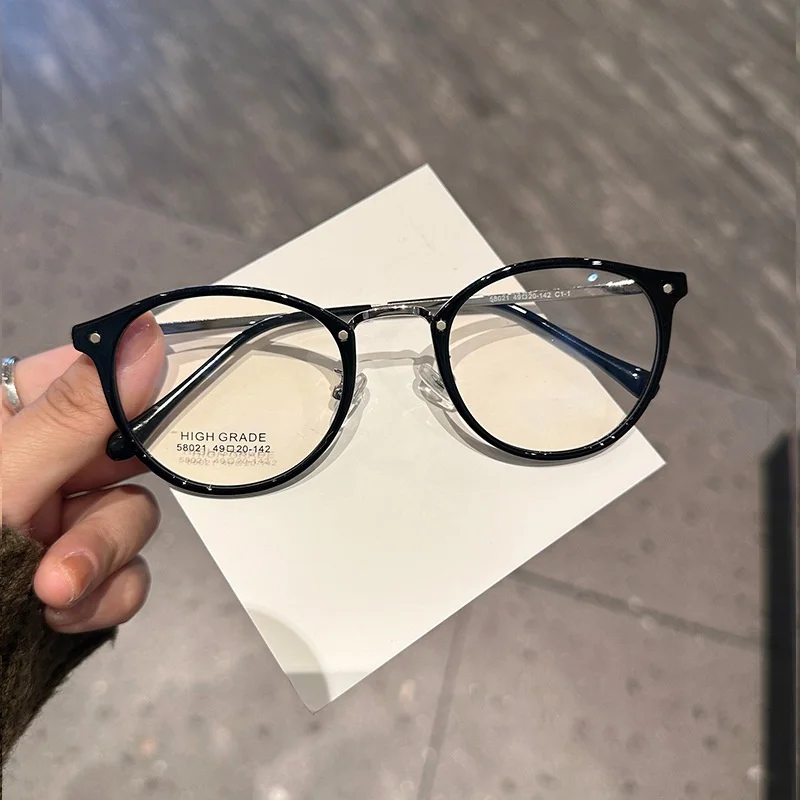 Eyeglasses Frames Retro Round Frame Gold Glue Titanium Women's Men's