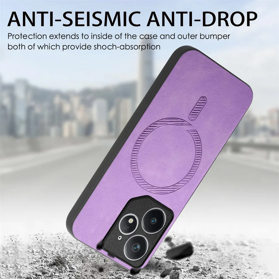 Luxury Leather Magnetic Back Cover with Wireless Charging Compatibility