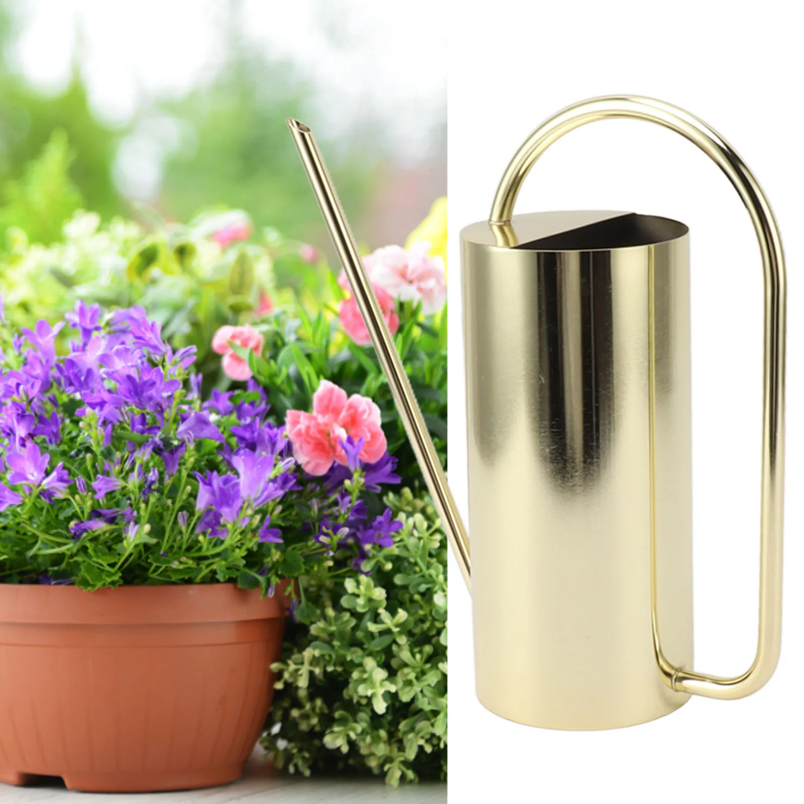 Plants Watering Can Long Spout 1500ml Large Capacity Watering Kettle Stainless Steel Pot Gardening Supplies Plants Watering Can