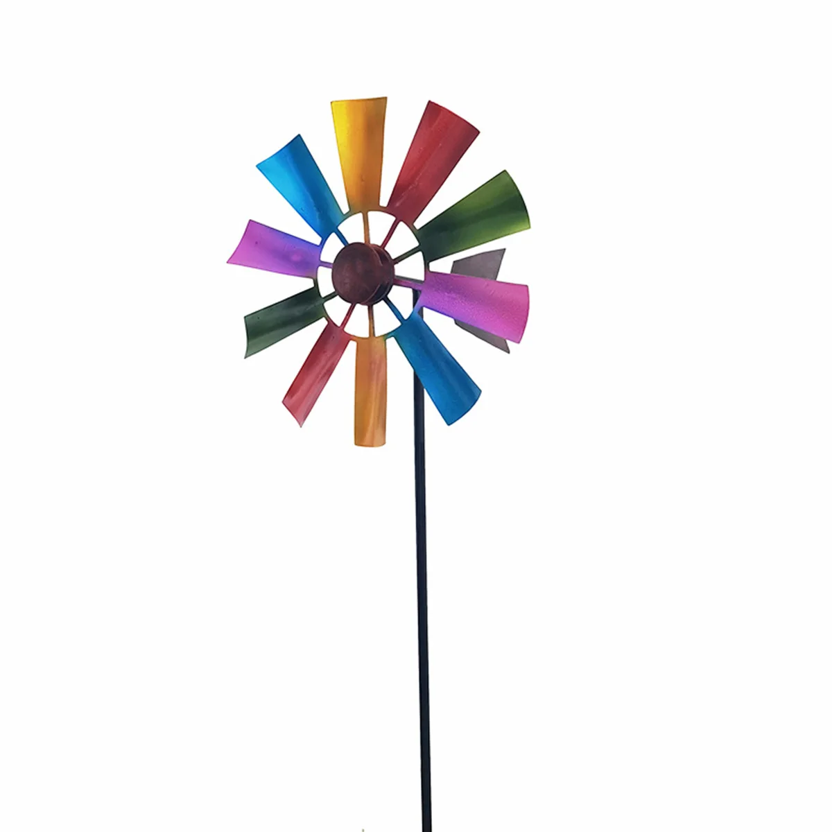 Flower Wind Spinner Stake Rainbow Metal Windmill Garden Decoration Garden Stake Outdoor Wind Sculpture Lawn Decoration garden art decor windmill toys wind spinner garden windmill