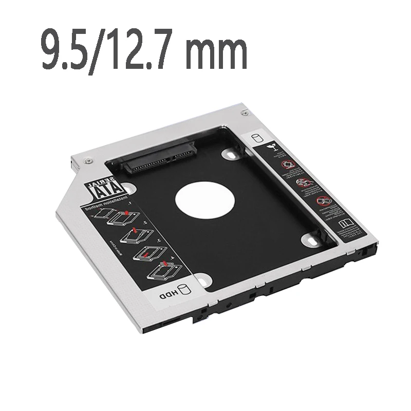 Muslimate 12.7Mm 2Nd Second Hdd Caddy Sata 3.0 Case Box Per 2.5 "Ssd Dvd Cd-Rom Enclosure Adapter Hard Disk Drive Laptop