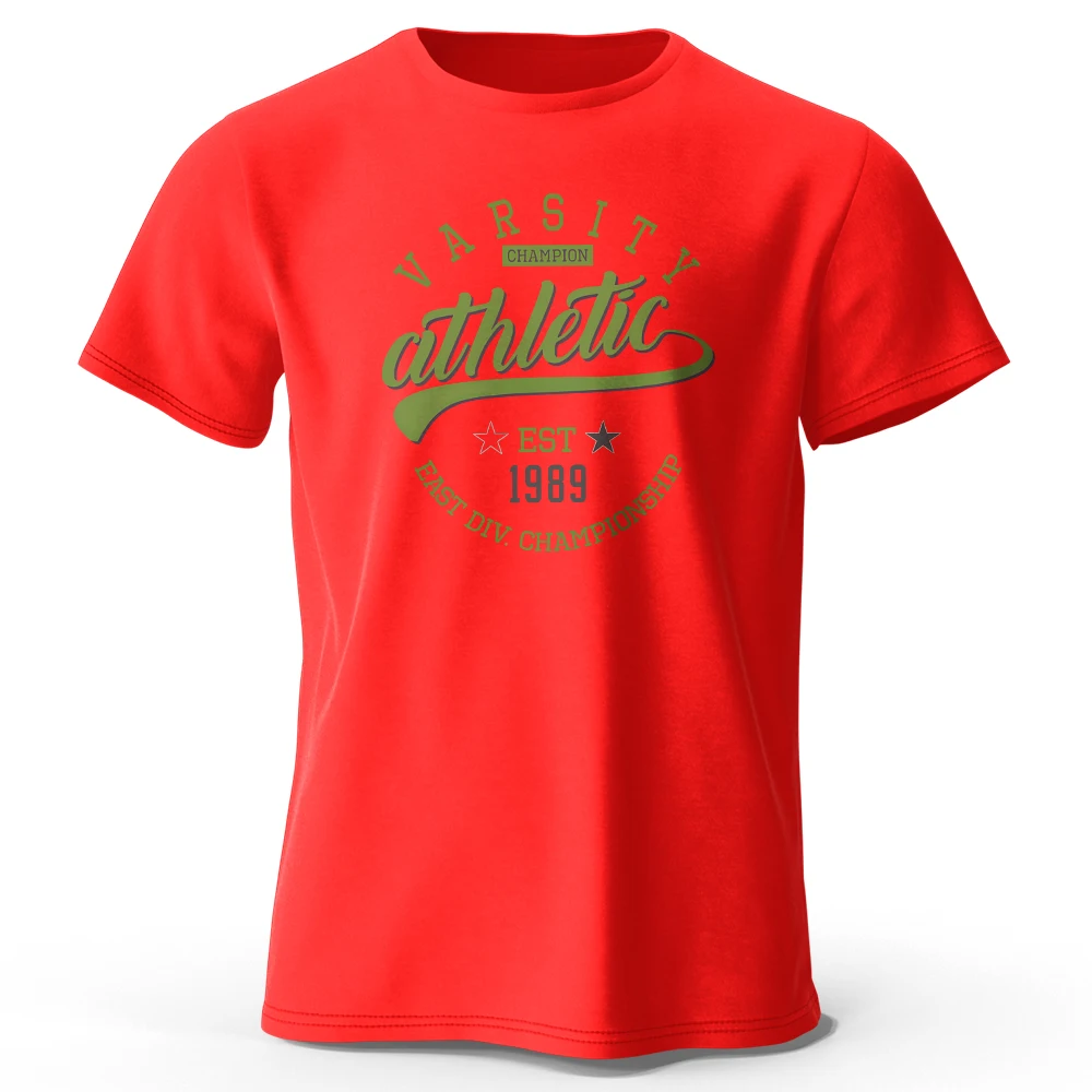 Unisex Vintage Graphic Varsity Cotton T-Shirt - Short Sleeve