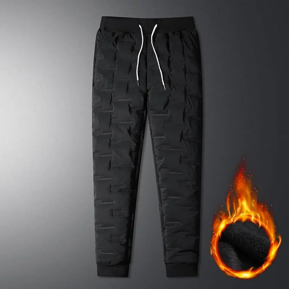 Plush thickened high-density knitted fabric side splicing casual pants men solid loose leggings