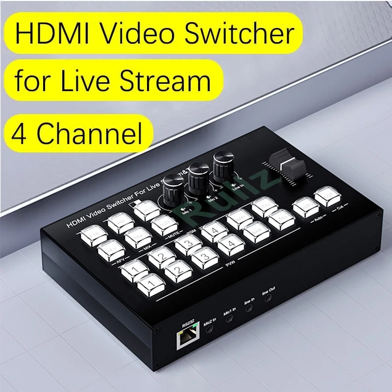 4K 4 Channel HDMI Video Multi Camera Switcher for Live Broadcast Streaming Produ