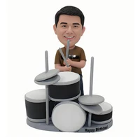 Customized Bobblehead Doll,Drum Player Enthusiast Custom Band Drummer Handmade Personalized Sculpture Gifts for Men 1