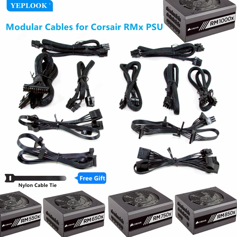 Modular Cable Kit For Corsair Rm1000x Rm850x Rm750x Rm650x Psu Gpu Pcie 8pin To 6+2pin Dual 8pin Sata Cpu Atx 24pin - Pc Cables & Adapters AliExpress