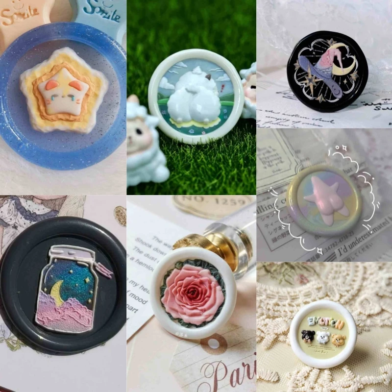 New Product Fire Paint Seal Head Multi layer Cute Relief Copper Head Wedding Invitation Envelope Sealing Stamp Toy