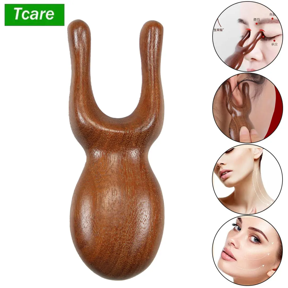 Facial Wood Gua Sha Tool, Natural Sandalwood Wooden Nose Guasha Massage Tools, Face Manual Massager Tool, Handheld Massage Tool