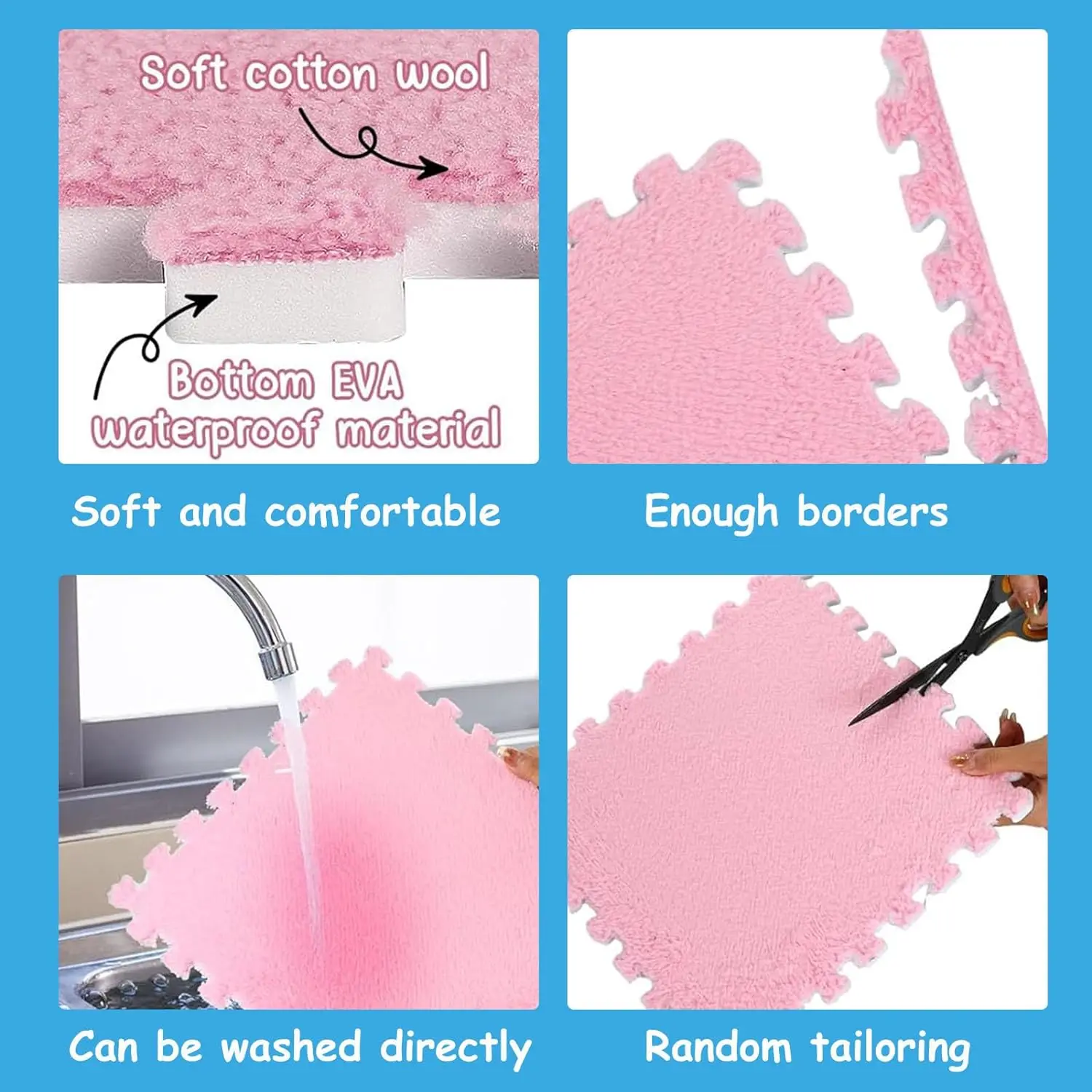 Puzzle play mat foam play mat play mat 5-20 Pcs Plush puzzle foam floor mat Soft fluffy interlocking square foam tiles area rugs carpet parlor bedroom