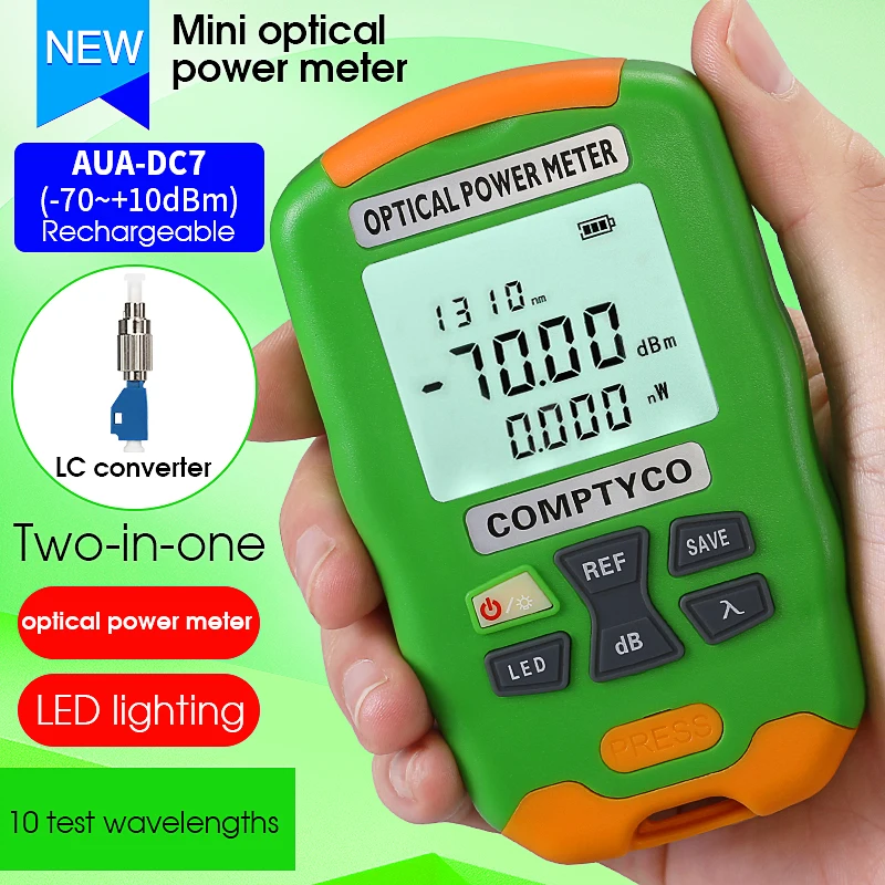 PAYEN 2 in 1 FTTH Fiber Optic Power Meter AUA-DC7/DC5 LED Light SC/FC/ST Universal Connector -70~+10dBm Fiber Optical Tester