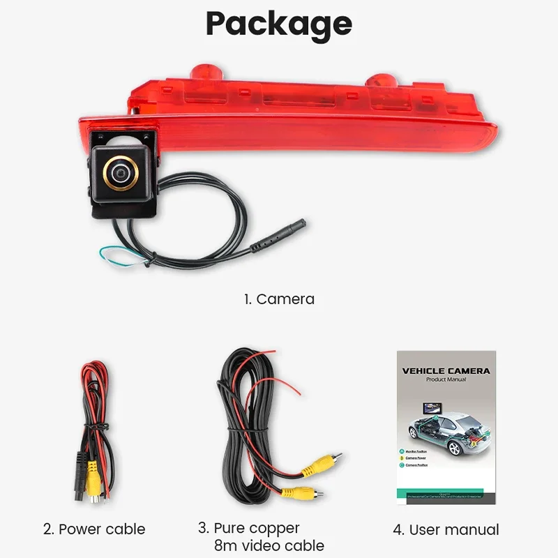 VW 트랜스포터 T5 T6 밴 2010 2019 AHD 1080P 170용 Ownice ° 피쉬아이 렌즈 LED 브레이크 라이트 차량 후방 카메라