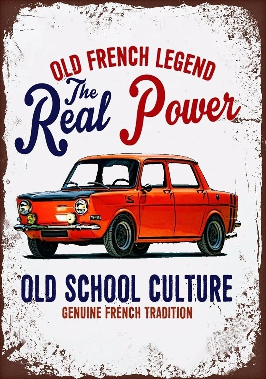 Vintage French Car Simca Racing Tin Sign Bar Pub Home Wall Decor Metal Art Poster Retro Tavern Cafe Club Placca