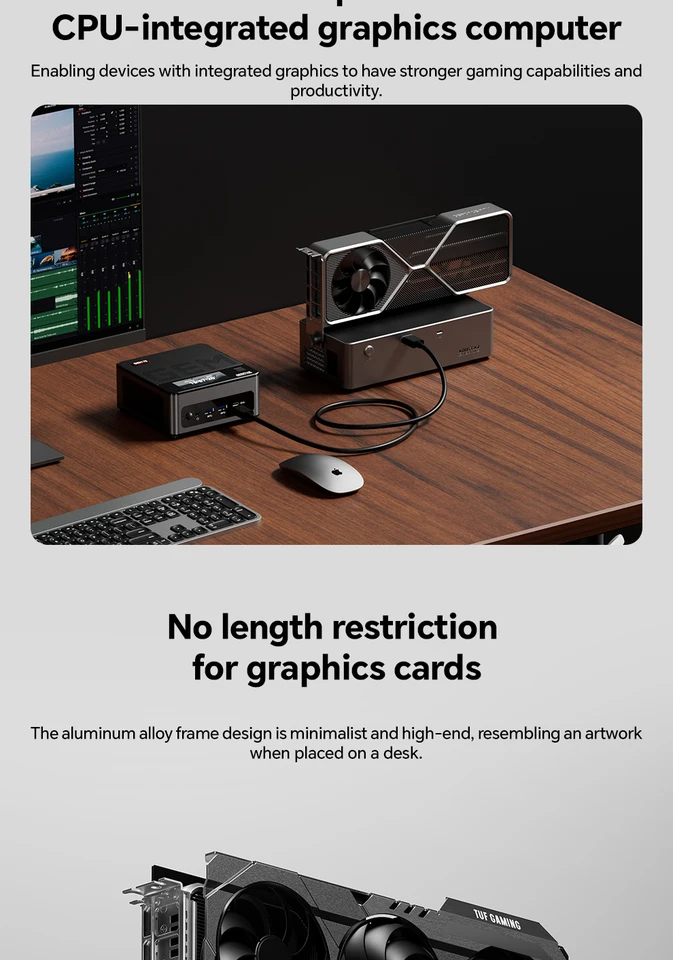 AOOSTAR AG02 EGPU Dock With 800W PSU - OCuLink & TGX Hot-Swap, Open Frame For Mini PC & Laptop GPU Upgrades