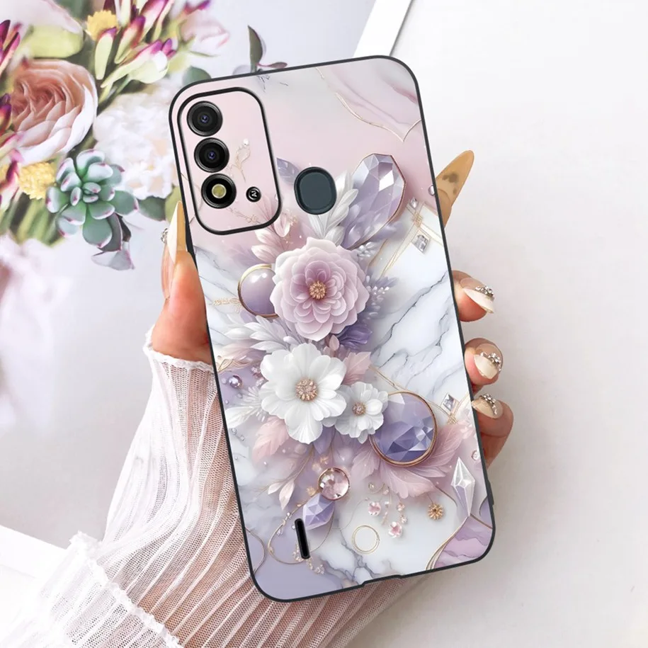 Elegant Flower & Butterfly Soft Black Silicone Phone Case