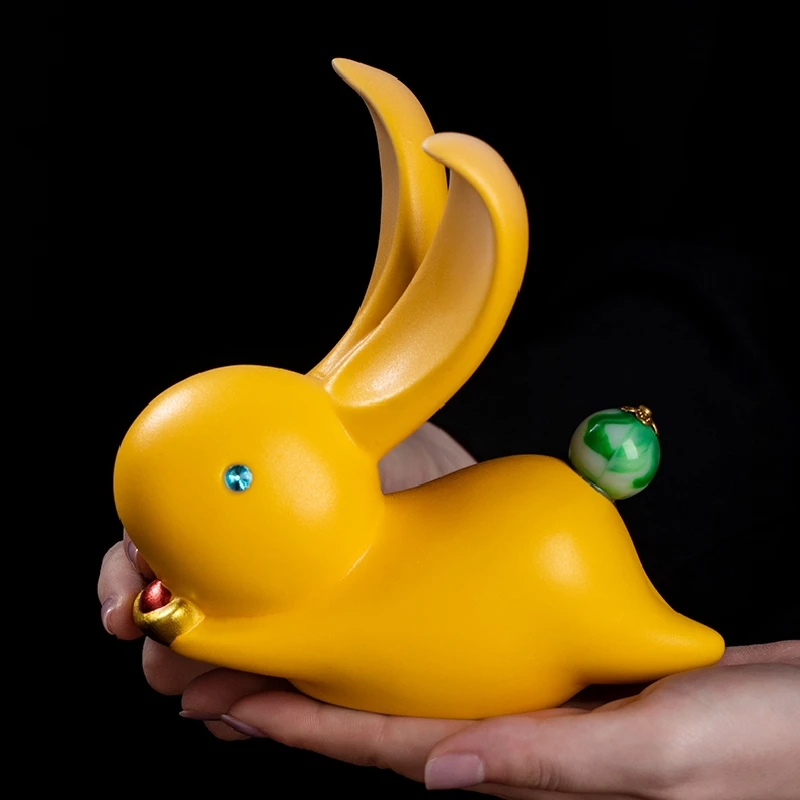 0030 Cute Handmade Ceramic Rabbit Desktop Decoration Room Decorations Mascot New Year Gift Birthday Gift Kiln Pottery
