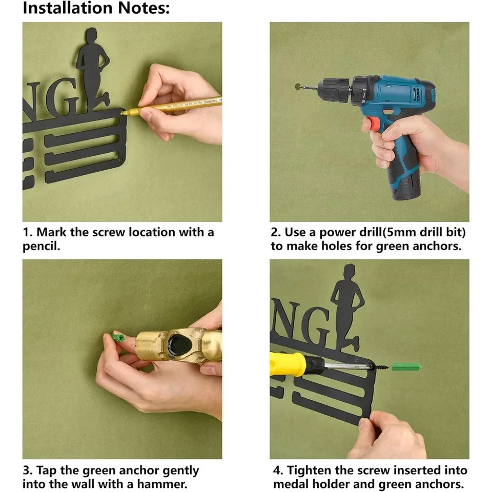 Espositore Medaglie Da Judo Con 6 File E 24 Ganci - Nero Metallico Per Parete | Portamedaglie Sportive Con Nastro
