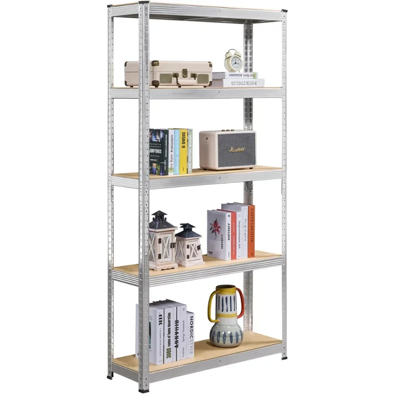 

Smile Mart 5-Shelf Boltless & Adjustable Steel Storage Shelf Unit, Silver, Holds up to 386 lb Per Shelf