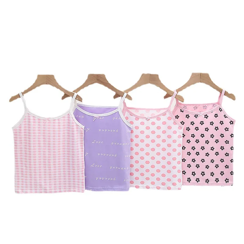 Girls Tank Tops 3pcs Children Undershirt Girls Cute Design Singlet Cotton Underwear Tank Soft Breathable Tank Tops for Baby Girl Size 110-150 girls tank tops