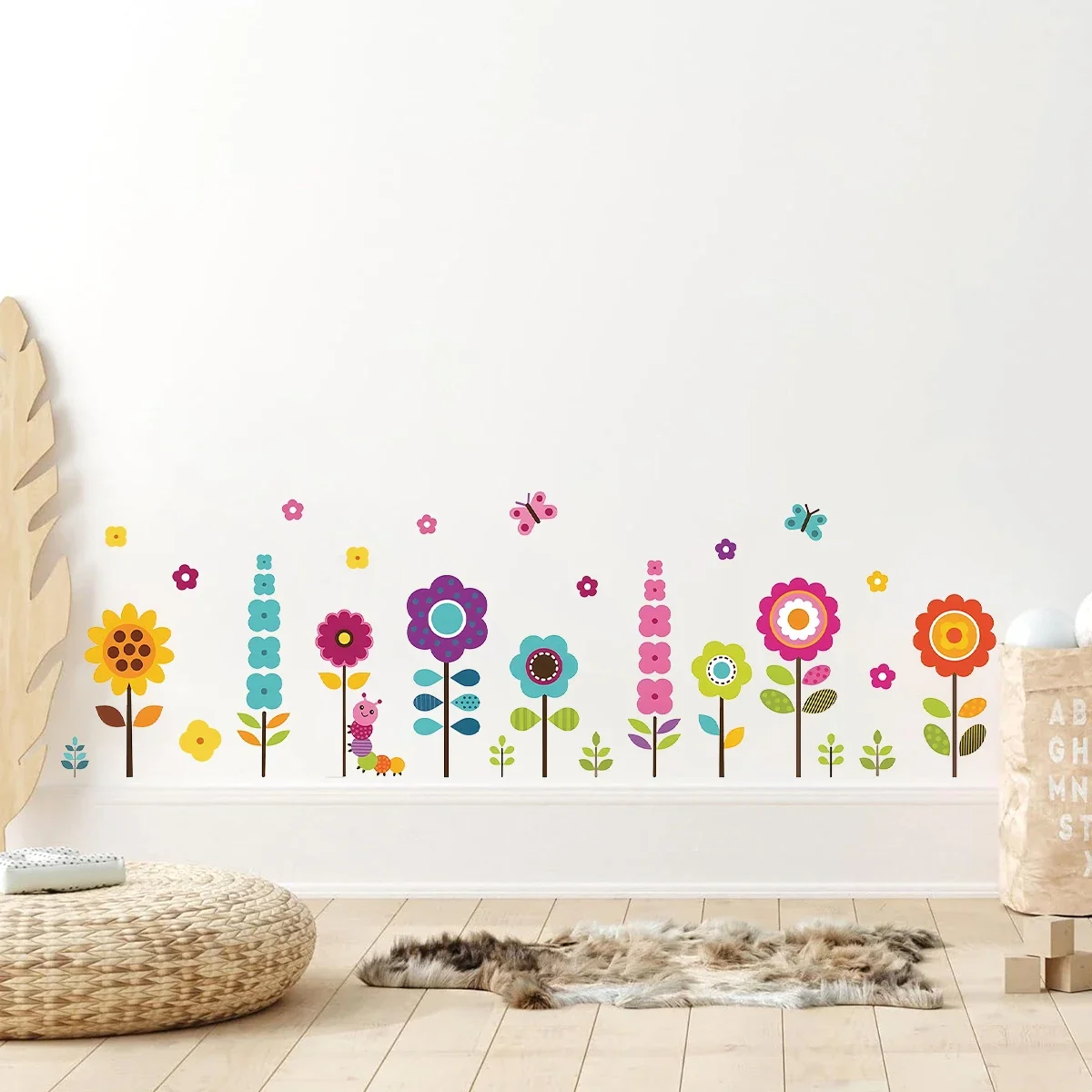 1Pc Cartoon Flower Wall Stickers Kids Room Home Decor