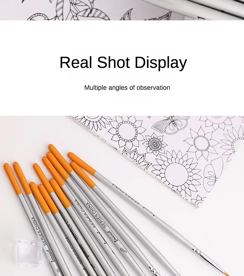 12models Imported Nylon Long Tail Line Brush Very Fine Cartoon Art Line Outline Detail Pen Digital Birch Watercolor Painting Pen