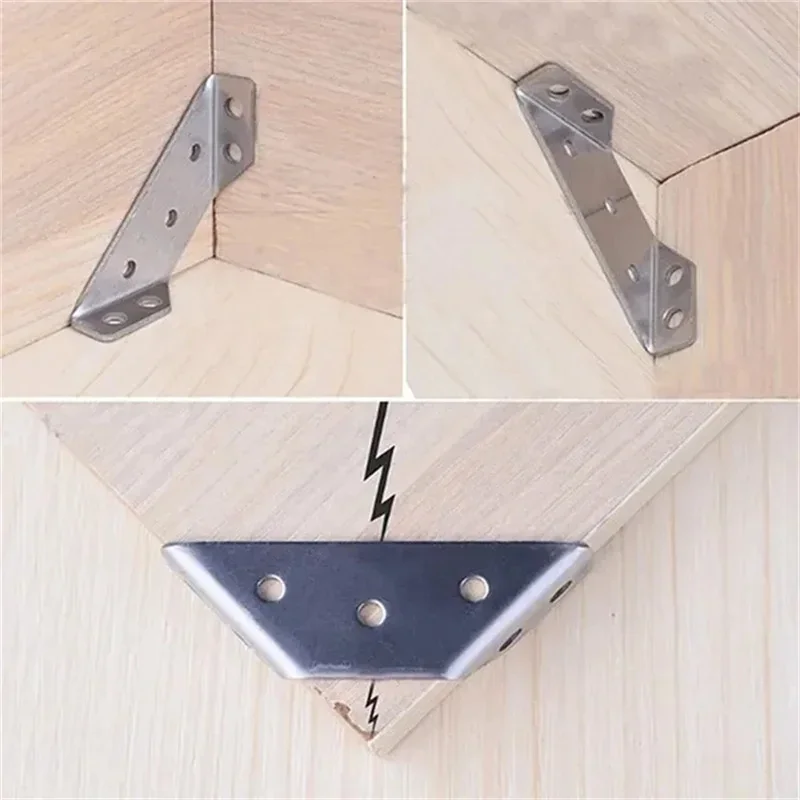 Description Picture 6 of item5-15pcs Furniture Corner Connector Brace Joint Fastener Bedframe Cabinet Drawer Universal Stainless Steel Angle Corner Brackets