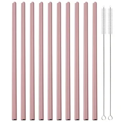 Heart - Shaped Stainless Steel Reusable Straw Set with Cleaning Brush (10pcs 2brush)