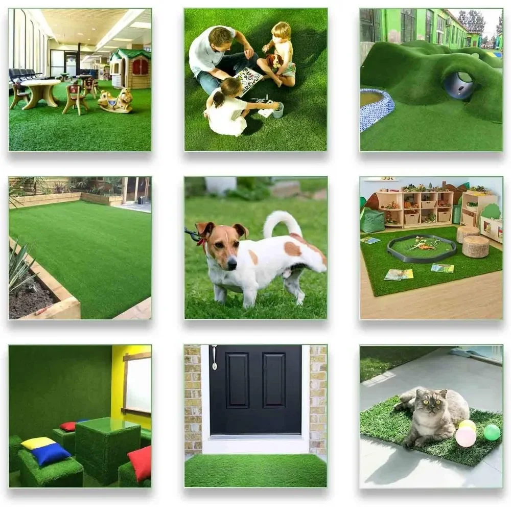 Thick Artificial Turf Turf 6.5 x 10 Feet, 1.38 Inch Indoor Outdoor Garden Lawn Landscape Synthetic Straw Mat Fake Grass Carpet