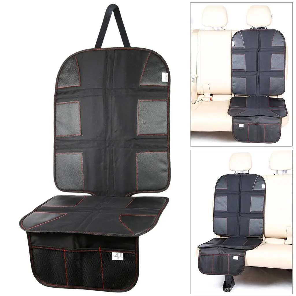 1 Seat Mat ,Anti Skid, Anti Wear ,Universal ,Thickened ,with 3 Pockets Interior Parts Black for under Baby Child