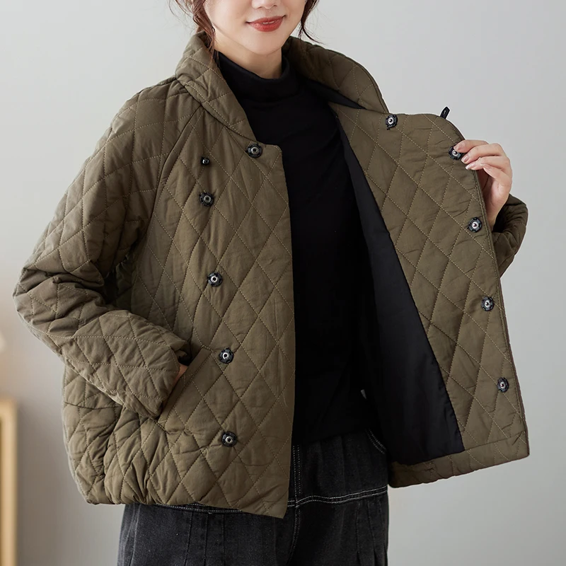 

Solid Color Small Padded Jacket Women's Short Cotton Clothes Loose Cloak Cotton Clothes New Winter Cotton And Linen Jackets T865